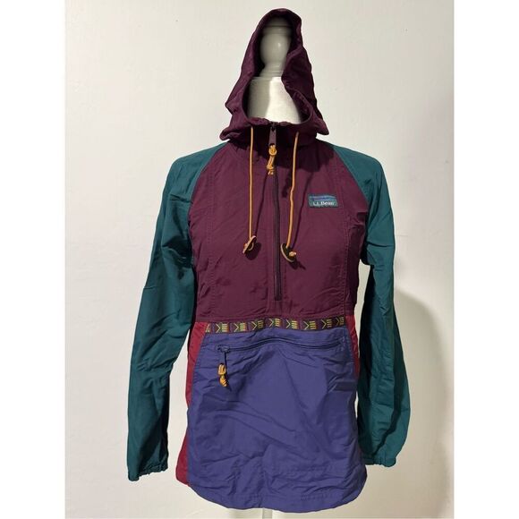 L.L. Bean anorak windbreaker multi color Aztec print XXS - Picture 1 of 7